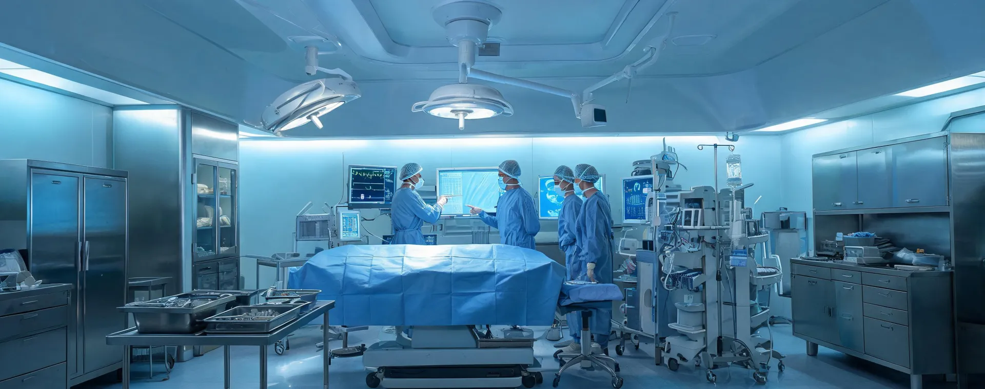 Surgical team preparing a minimally invasive procedure